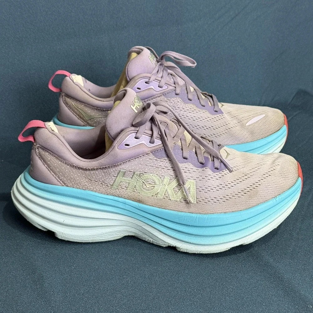 Hoka One One Bondi 8 Womens 10.5B Purple Blue Running Shoes 1127952-CVPL
